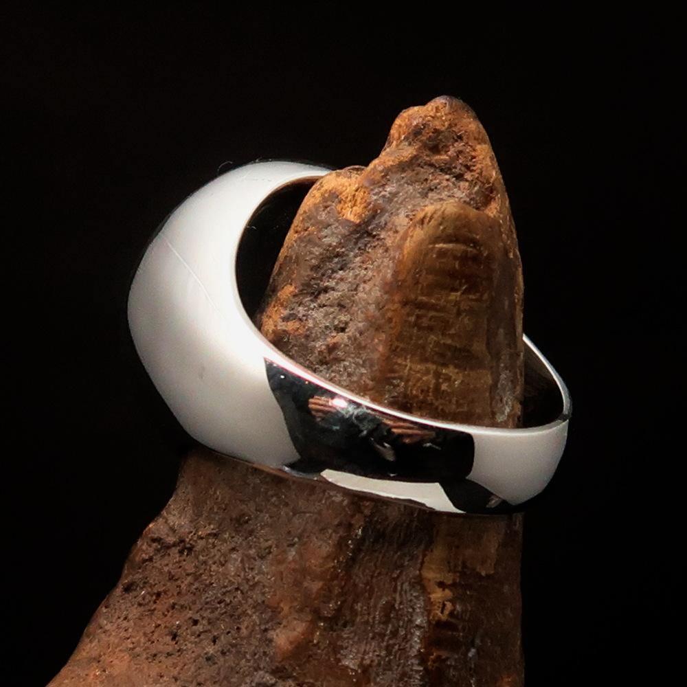 Nicely crafted Men's Pirate Ring Jolly Roger crossed Bones Skull Blue - Sterling Silver